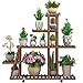 Unho Scaffale Porta-fiori 6 Ripiani Legno con ruote, fioriera verticale a Scala scaffale per piante da esterno legno Supporto per Piante Portafiori Espositore 95x25x102cm per balcone esterno giardino