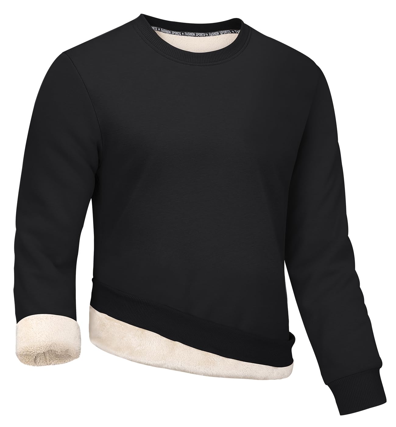 GihuoMen's Crewneck Sweatshirt Winter Warm Sherpa Lined Pullover Fleece Top Sweatshirt