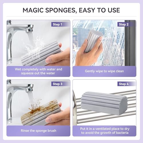Image of Cleaning Damp Duster Sponge | Magical Sponge Cleaner for Wall | High Absorbency, Dust-Trapping Design, Reusable & Washable | for Walls, Kitchen, Bathroom & Furniture | Pack of 3 (3, Grey)