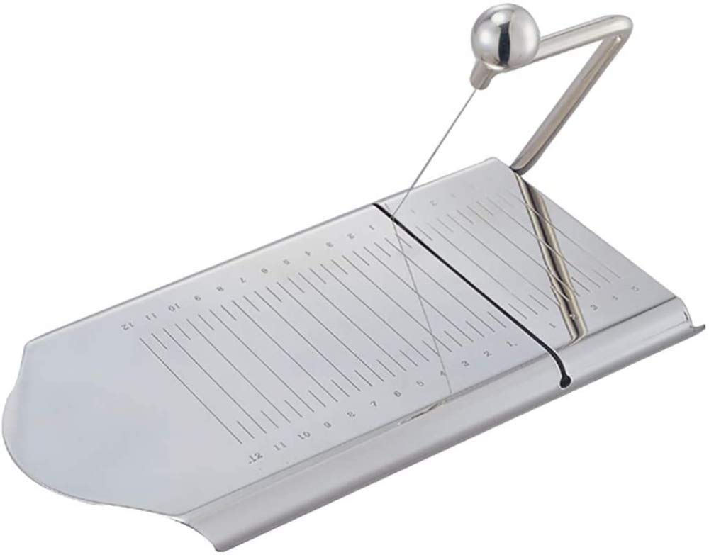 Cortador de alambre de queso de acero inoxidable de 25 x 13 pulgadas, tabla de cortar masa de mantequilla con calibración de tallado, 12 + 5 cm