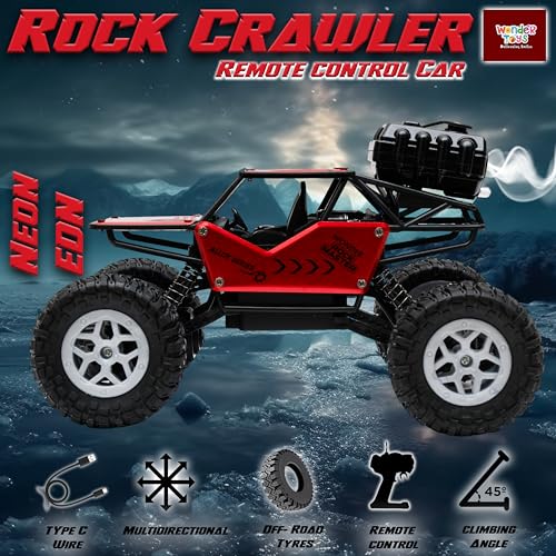 Image of Wonder Remote Control Rock Master /Crawler with Smoke, Monster Car for Kids Monster Truck Rock Climbing Car Toy for Kids | 2.4 GHz Remote with Long Range | C Type Charging | Made in India (Red)
