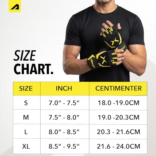 Image of Boldfit Gym Gloves for Men Workout Unisex Cushion Hand Gloves for Gym for Men & Women for Cycling, Weightlifting, Workout Comfortable Fit Bike Riding, Cycling Handgloves - Apexgrip Black Yellow S