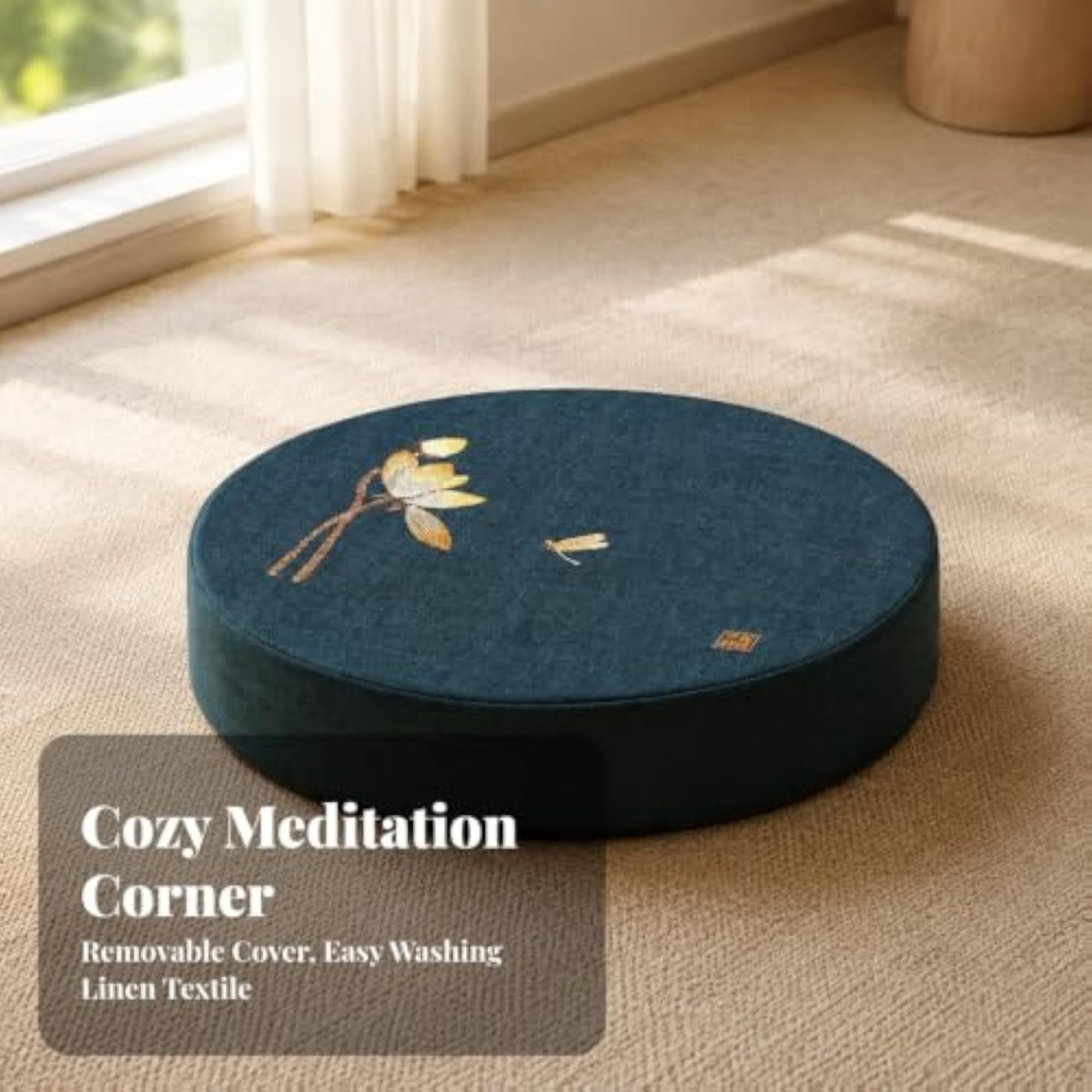 Washable Round Floor Cushion with Removable Cover