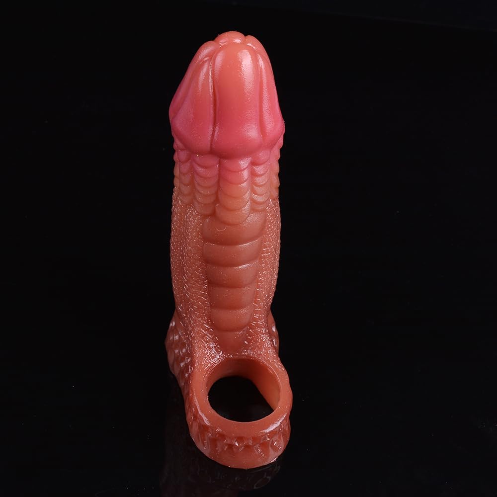 Estensore del pene a forma di mostro, color carne, 17,3 cm, con anello del pene - Accessorio erotico per adulti (adatto per uomini e coppie)