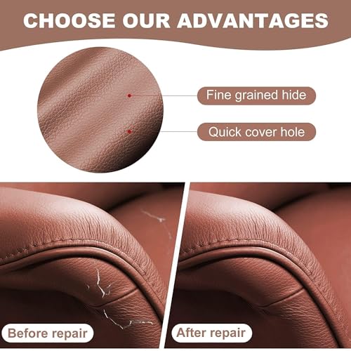 Image of Brown Self-Adhesive Genuine Leather Repair Patch 30 x 60cm Durable Leather Sheet for Sofa, Couch, Furniture, Car Seats, and Jackets Waterproof DIY Upholstery Repair Tape (4)