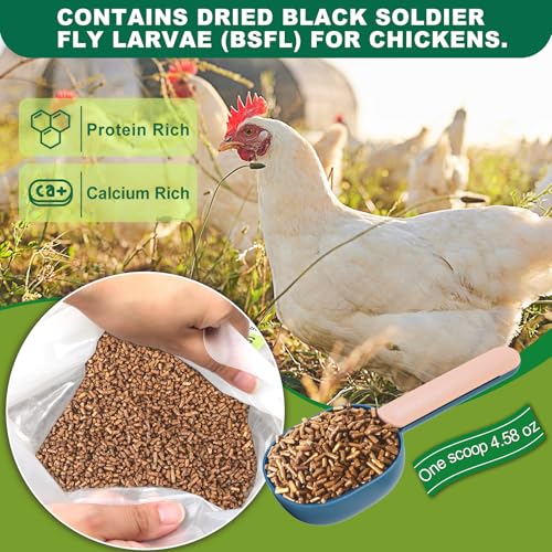 RBUGR Chicken Feed, 15lb Dried Black Soldier Fly Larvae Pellets for Chickens, Processed Chicken Food for Laying Hens, Chicken Layer Feed, Organic Chicken Feed with More Protein&Calcium Than Mealworms
