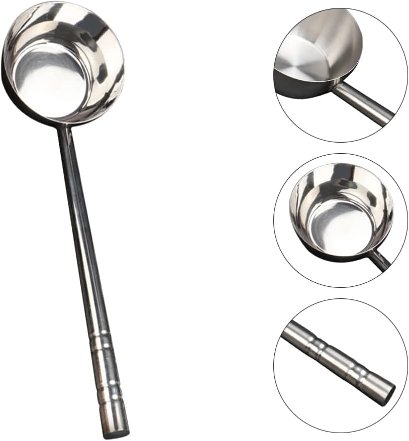 Hemoton Stainless Steel Water Ladle with Long Handle Water Scoop Hair Washing Spoon Soup Spoon Deep Bath Ladle Dipper Kitchen Bathroom Accessories 56X14X8. 58CM