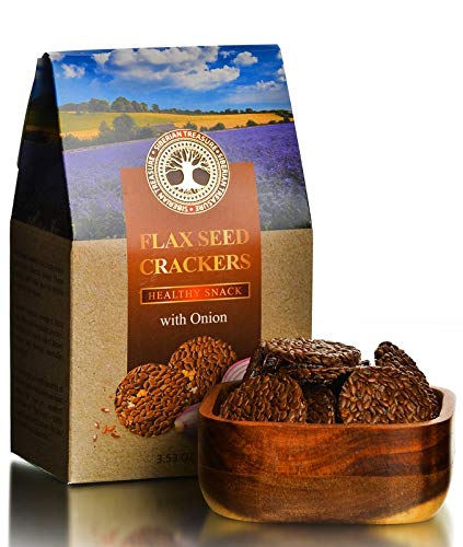 Galletas de semillas de lino con cebolla, de Siberia, Snacks saludables para llevar, aperitivos saludables para niños y adultos, 3.53 onzas (1)