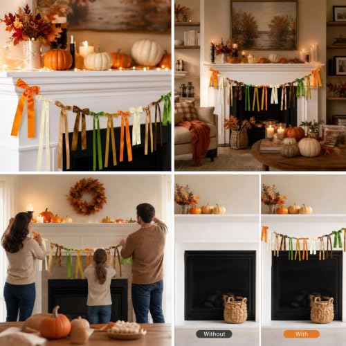 78.7in Hanging Bow Fall Banner, Vintage Fall Garland, Thanksgiving Gifts - image 8