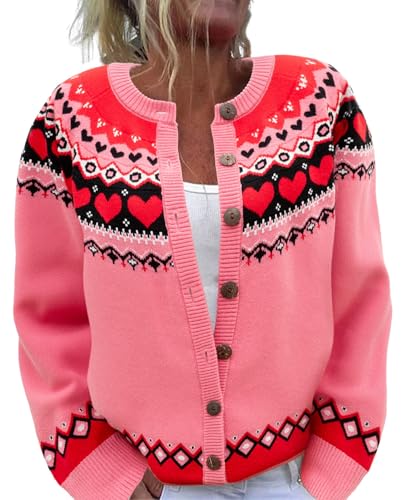 Image of Women's Funny Fall Winter Animal Floral Christmas Tree Long Sleeve Button Knit Cardigan Sweater