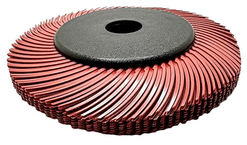 Image of Radial Bristle Brush, 6 in x 1 /2 in x 1 in 220 Grit (Red) with Adapter, Type C Curved Bristle (Pack of 1)