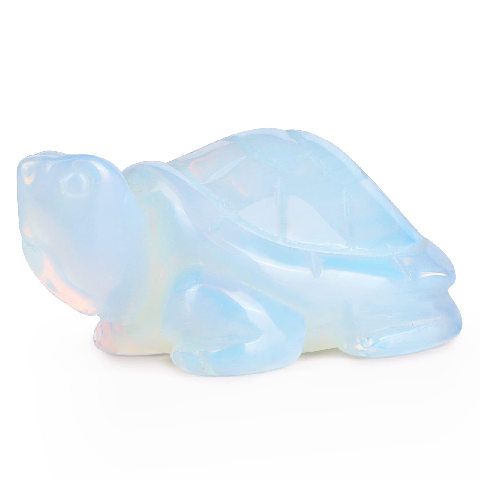Hxswkk 2" Opalite Crystal Turtle Statue Sea Turtle Figurines Tortoise Carving Ocean Animals Desktop Decoration Collectible