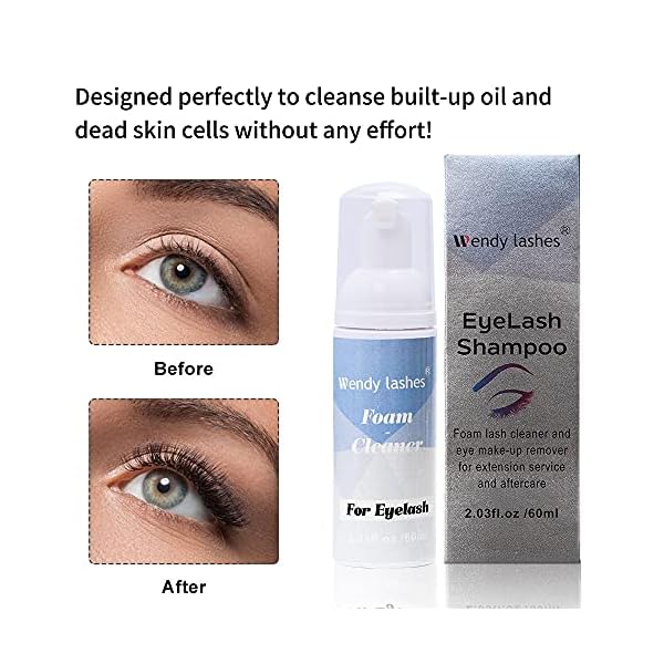 Wimpernshampoo für Wimpernverlängerung 60ml Lash Extension Shampoo Wimpernshampoo Schaumreiniger Wimpernschaum für Salon… – Bild 6