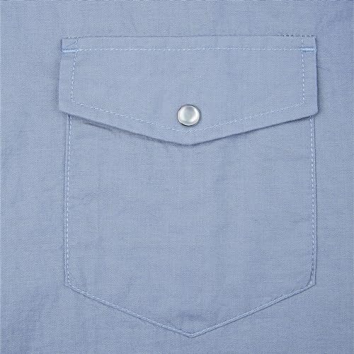 COEVALS CLUB Mens Denim Western Cowboy Work Pearl Snap Button up Long Sleeve Regular Fit Shirts4