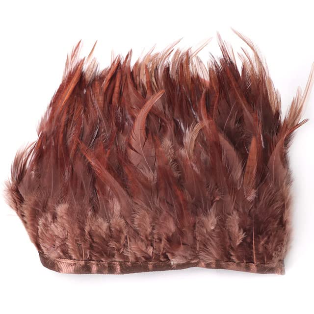 1Meter 10-15Cm Saddle Pheasant Feather Trim Craft Band Tassel for Handicrafts Sewing Accessories Party Costume Plumes Decoration-Coffee,1M