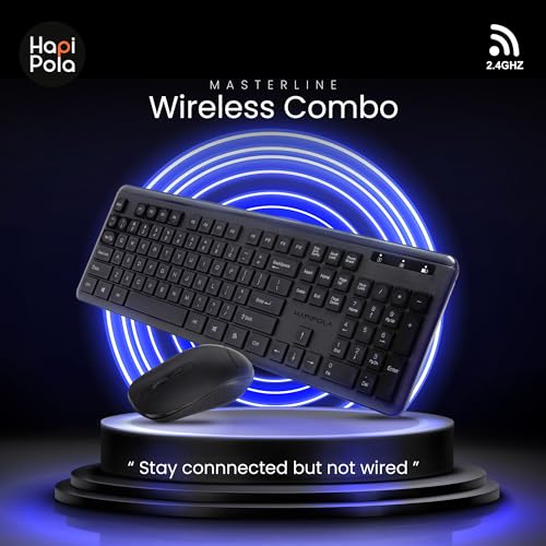 Image of HAPIPOLA Combo 1 MASTERLINE Wireless CHICKLET Keyboard and Mouse Set | 2.4 Ghz Plug-and-Play Simplicity Slim Keystrokes Full Size Silent Mouse and Keyboard