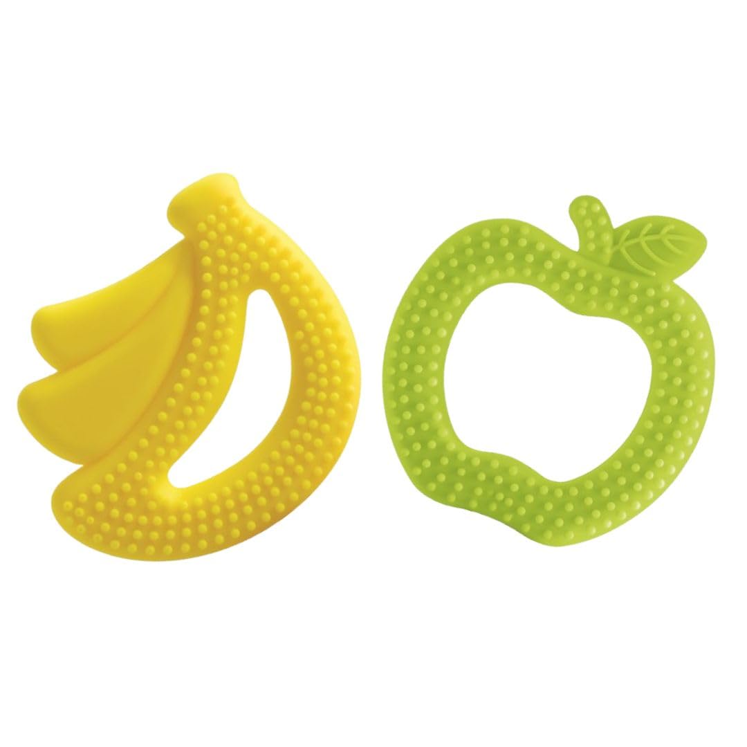 BeeBaby Silicone Baby Teether for Newborn Babies, Fruit Shaped Soft Teething Toys with Storage Case, BPA Free Food Grade Silicone, Safe Chew Toy, BIS Approved (Yellow_Banana & Green_Apple) Pack of 2-image-38