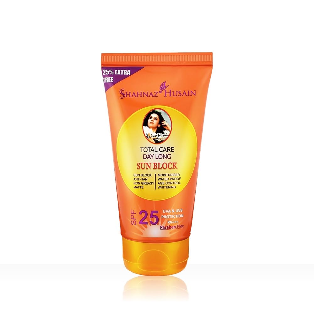 Shahnaz Husain Sun Block SPF 25 | UVA & UVB Protection| Anti-Tan | Non Greasy | Water Proof | 100g