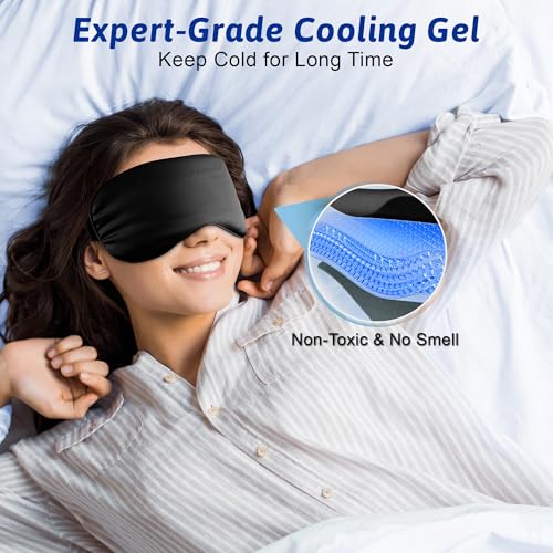 Cooling Eye Mask for Puffiness - FSA HSA Eligible, Reusable Gel Eye Mask for Sleep and Dark Circles (Black)
