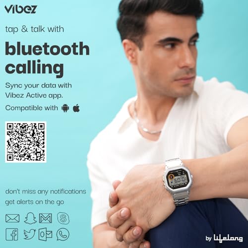 Image of Vibez Vintage Luxury Smart Watch for Women&Men with 1.57 inch Tft Hd Display,Metal Straps,Health Monitoring,Bluetooth Calling Smartwatch,Ip67,Sports Mode,Unisex Smartwatch for Men&Women (Silver)