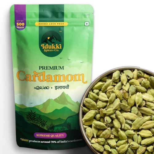 Image of Idukki Spices & Co. Green Cardamom Whole (Hari Elaichi /Ilaichi) | Bold 8mm Pods | No Artificial Colors - 500g