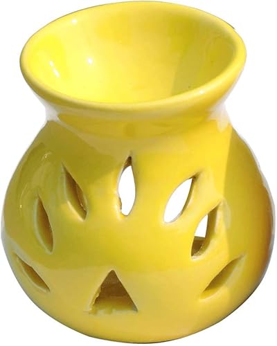 HealthGoodsIn - Difusor de aceite esencial de luz de té de cerámica con patrón floral  Quemador de aceite esencial para sala de estar, dormitorio,