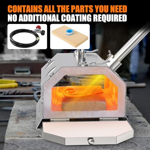 Image of Nelyrho 1 Burner Propane Blacksmith Forge Kit | 2600F High Temperature, Double Doors, Stainless Steel, Blacksmithing, Knife Making & Metalworking