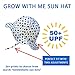Eyelet Kids Sun Hat 50+ UPF Cotton Size Adjustable + Chinstrap(L: 3Y - 12Y, White eyelet)