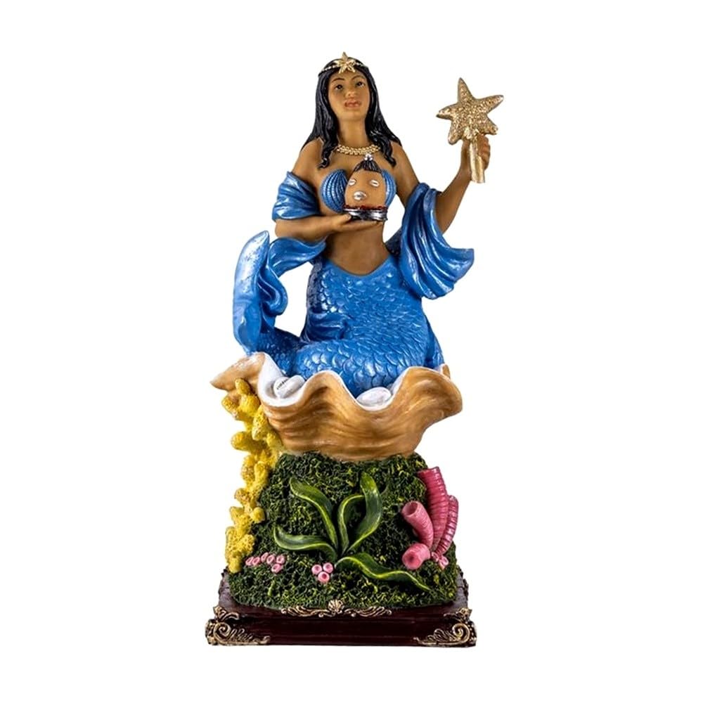 Yemayá Figura 30 cm. Blanca Diosa orishá Pueblo egba religión Yoruba Imagen Base Olas peana Resina