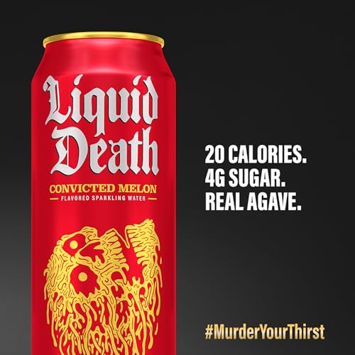 Image of Liquid Death Flavored Sparkling Water with Agave, Convicted Melon, 19.2 oz King Size Cans (8-Pack)