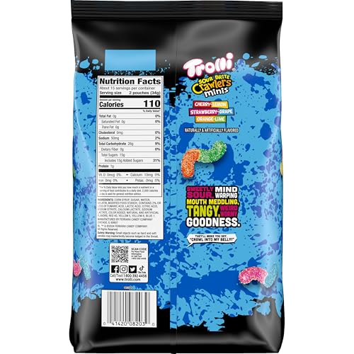 Trolli Mini Sour Brite Crawlers Candy, Sour Gummy Worms, 18 oz, 30 Ct - image 9