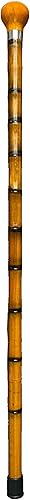 Miniatura 6 de THY Collectibles Bastón de madera con punta de goma para hombres y mujeres, ergonómico y moderno, 35 pulgadas, color rojo oscuro, estilo bambú, con