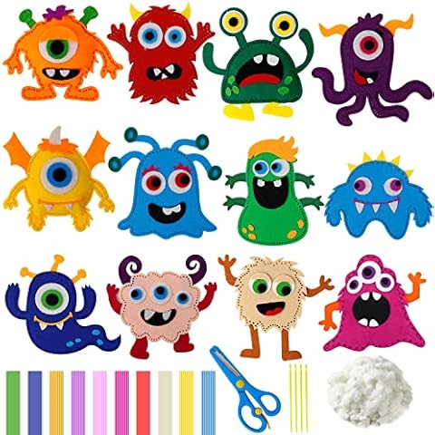 DIY Filz Bastelset, CHSEROK Monster Sewing Kit, Animal Filz Nähzeug, Anfänger Nähpaket, Weich und Süß, DIY Art Craft Geschenk Cover