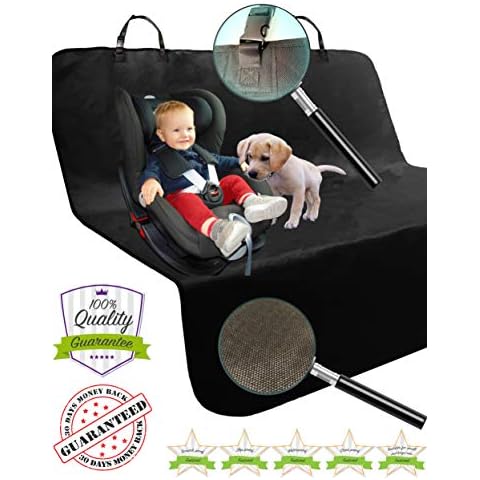 Dedimi Dog Car Seat Covers Pet Cover Car Seat Protector Backseat Rear Accessories for Pets Kids Waterproof Durable Nonslip Scratch Proof Washable for Cars Caravans Trucks SUV (Black) Cover