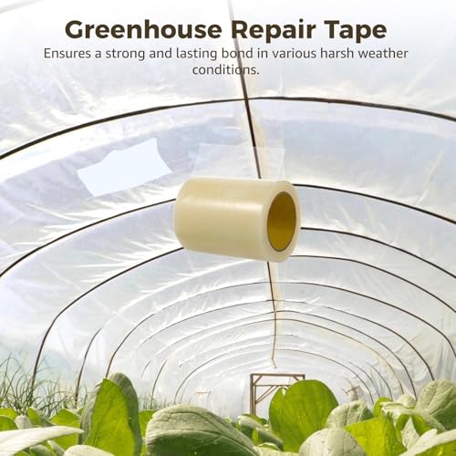 Image of Homaisson Greenhouse Repair Tape, 5.9 inchx164' High Adhesion Poly Patch Tape, Waterproof Clear Tent Tape, PE Sheeting Tape, Greenhouse Accessories for Seaming and Sealing