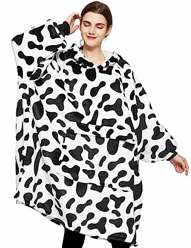 Image of KFUBUO Wearable Blanket Hoodie for Adults With Pocket All Patterns Dairycow | Sherpa, Fuzzy Blanket Hoodie, Oversized Sweatshirt Blanket, Kangaroo Pouch, Gifts for Mom, Cozy Gifts