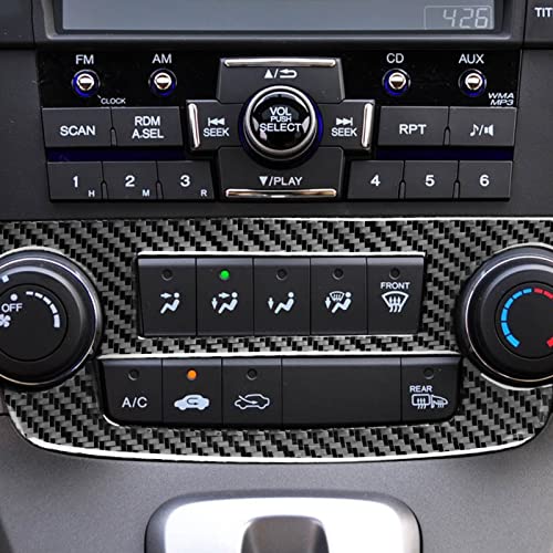 Real Premium Carbon Fiber Compatible with Honda CRV 2007 2008 2009 2010 2011 Accessories Car Center CD Volume Switch Box Cover Sticker Decal Interior Trim