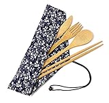 Kitchen Ecologix Bamboo Utensils | Lightweight Reusable Utensils With Case | Eco Friendly Camping Cutlery Set In Pouch | Perfect Zero Waste Lunch Utensil Set For The Office, School & Travel