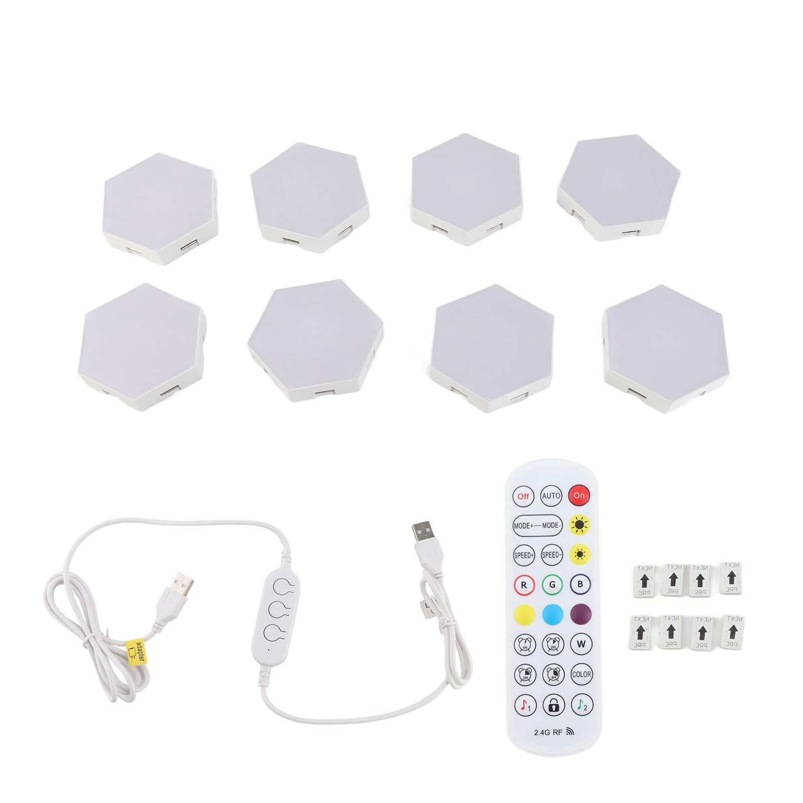 Kavolet Lampada da parete da gioco esagonale a LED, pannello RGB esagonale da 8 pezzi, luce a nido d'ape da gioco con controllo vocale WiFi BT Graffiti fai-da-te, lampada da parete con atmosfera | Esagonale Gaming RGB Pannelli luminosi a nido d'ape con co