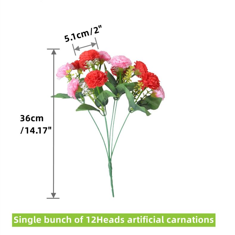 4Pack Artificial Carnations Flowers,48 Heads Bunch of Outdoor UV Resistant No Fade Silk Artificial Flower for Home Party and Wedding Decor Flower Arrangements(Multicolor) - Image 2
