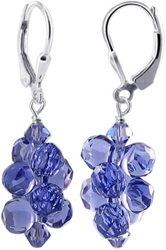 Austrian Crystal Bicons 925 Sterling Silver Drop Earrings