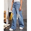 SweatyRocks-Womens-Casual-Loose-Ripped-Denim-Pants-Distressed-Wide-Leg-Jeans SweatyRocks Women's Casual Loose Ripped Denim Pants Distressed Wide Leg Jeans Blue Medium