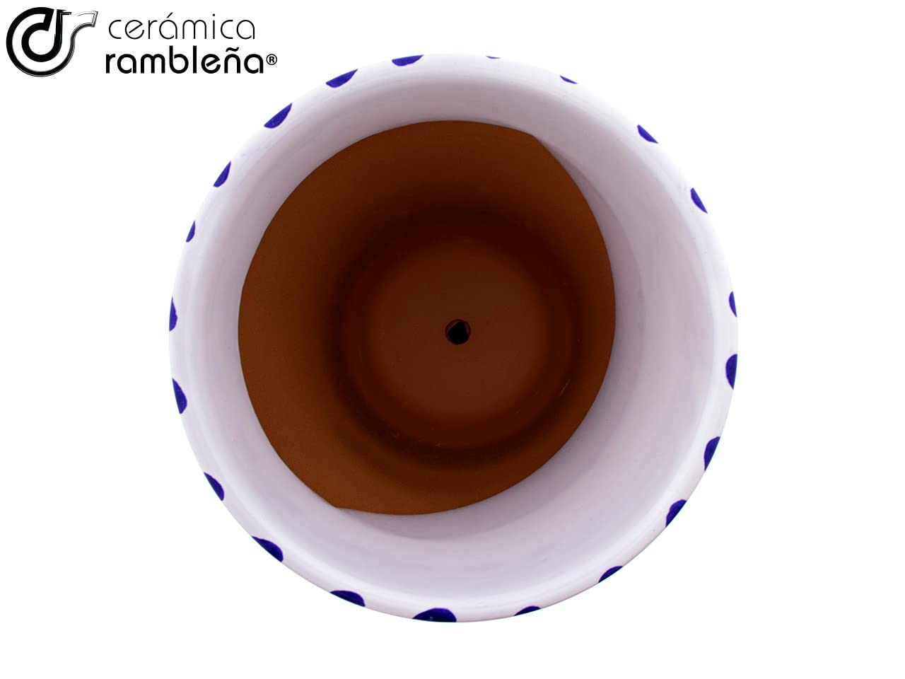 Ceramika RAMBLEANIA | Doniczki z czerwonego błota | Dekoracyjne doniczki | Doniczki ceramiczne | Doniczki na zewnątrz | Udekorowana Niebieska Monteria - D111 | 100% Ręcznie wykonana dekoracja | 35 x 35 x 35 cm
