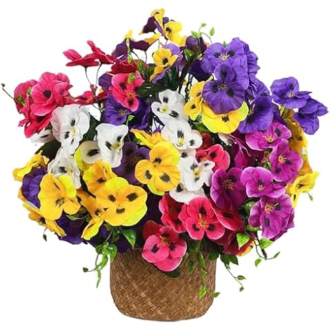 kimbovillea 12 Bundles Artificial Pansy Flowers Cover