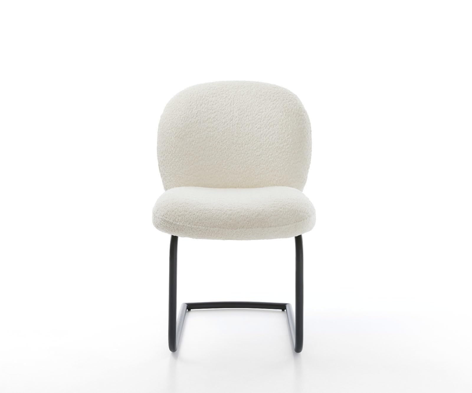 DeLife Chaise-à-Bascule Nube-Flex Pied Cantilever Rond Noir bouclé Blanc Ressorts ensachés