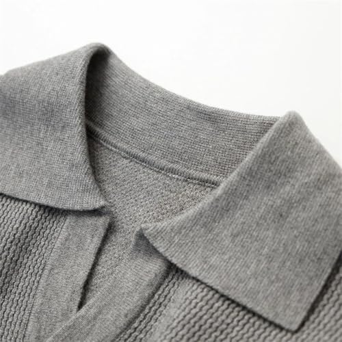 Men Winter V-Neck Pullover Retro Polo Sweater Polyester Loose Solid Jumper Knitted Clothes2