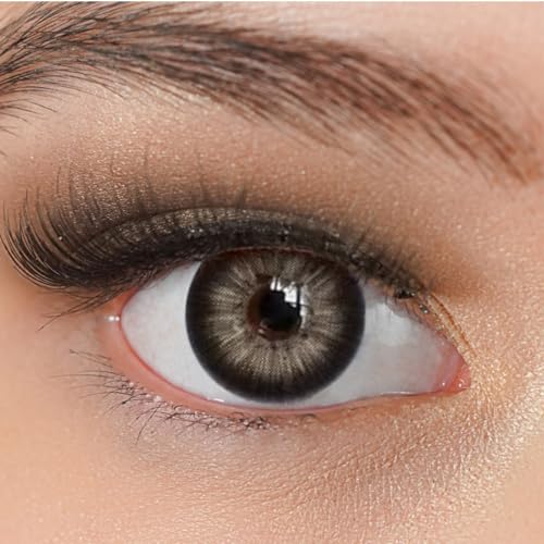 Kontaktlinsen farbig ohne Stärke schwarz | farbige schwarze Jahreslinsen | weiche Linsen | 2 Stück Farblinsen + Linsenbehälter | 0.0 Dioptrien | natürliche Farben | Charmiga Dubai Black