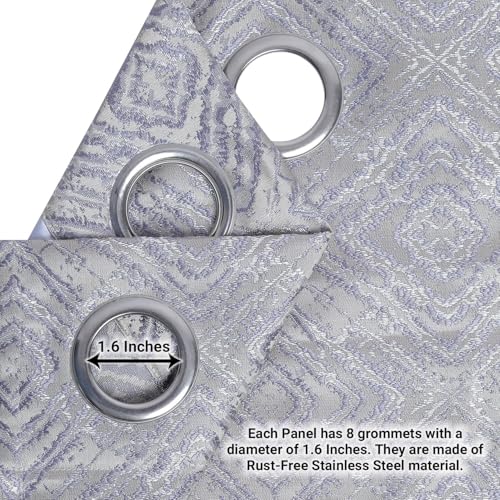 Image of Homestan Jacquard Door Curtains 7 Feet Long Set of 1, Elegant Screen for Door with Grommet for Home Decor (7x4 Feet, Grey)