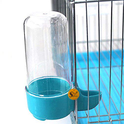 Sage Square Small Size Tube Shape Cage Food, Seed, Water Feeder Dispenser Cum Bowl with Removable Tray - No Spill No Mess (Random Color) (1 Piece) 1