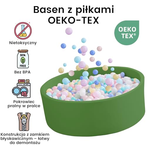 Bällebad Baby 80Cmx30Cm Schaumstoff Ball Pit Kinder Rund Bällebad ab 1 Jahr Baby Bällepool für Innen Ball Pool Mädchen und Jungen (Grün, Keine Bälle)